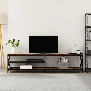 Berkfield TV Cabinet Smoked Oak 200x40x50 cm Engineered Wood and Metal