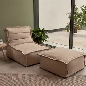 icon Dolce Indoor Outdoor Bean Bag Lounger and Footstool Beige Patio Chairs