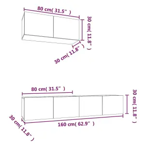 Berkfield 3 Piece TV Cabinet Set High Gloss White Engineered Wood