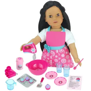 Sophia's by Teamson Kids Baking Accessories and Apron Set for 18" Dolls, Pink