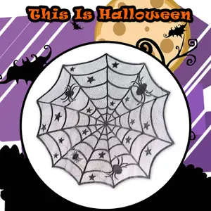 Halloween Tablecloth with Spiders Web Trick or Treat Party 100cm White