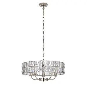 Luminosa Clifton 5 Light Multi Arm Lamp Ceiling Pendant Bright Nickel