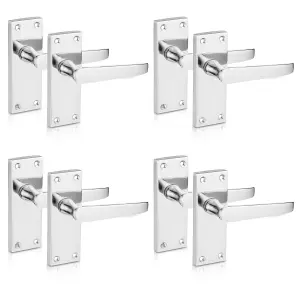 XFORT Lever Latch Flat Polished Chrome Door Handles, 4 Pair