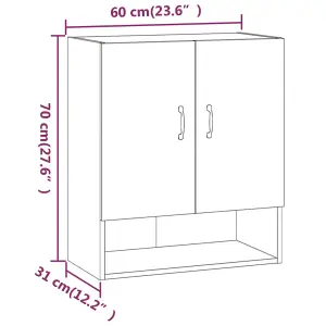 Berkfield Wall Cabinet Black 60x31x70 cm Engineered Wood