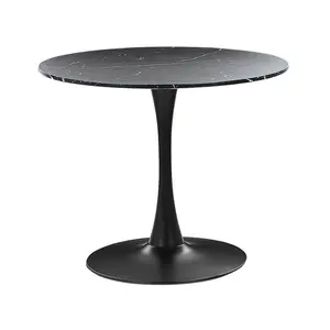 Althrop Pedestal Dining Table Marble Effect Black / Black