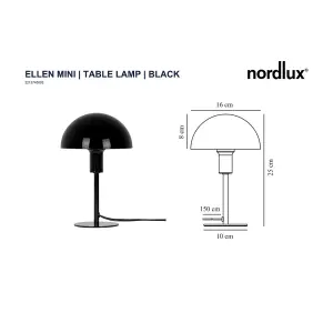 Nordlux Ellen Mini Indoor Table Lamp in Black (Height) 25cm