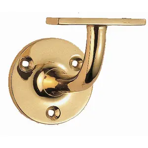 2x Heavyweight Handrail Bannister Bracket 80mm Projection Polished Brass