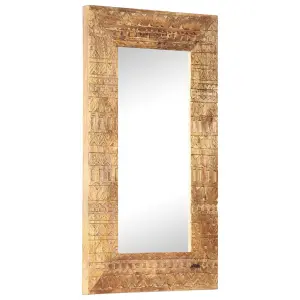 Berkfield Hand-Carved Mirror 80x50x11 cm Solid Mango Wood