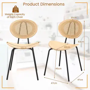 Costway Set of 2 Rattan Dining Chair Modern Side Accent Armless Chairs W/ Mesh Backrest