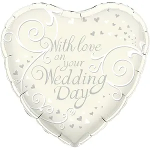 Oaktree On Your Wedding day Heart Foil Balloon White (One Size)