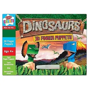 Kids Create Dinosaur Finger Puppet Set Multicoloured (One Size)