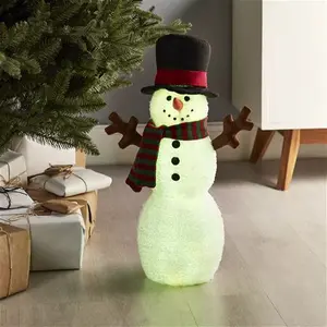 Battery-Powered Light Up Multicolour Snowman Christmas Decoration