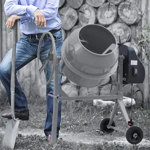 140L Durable Electric Cement Mixer with Wheels Modern Grey