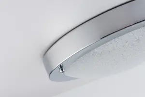 LED Bathroom Ceiling Light, Chrome Finish with Glass Shade, 18 Watts, 1490 Lumens, Natural White (4000K) Water Resistant IP44