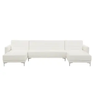 U-Shaped Sofa ABERDEEN White Faux Leather Reversible