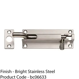 Cranked Barrel Surface Mounted Sliding Door Bolt Lock 150mm x 38mm Bright Steel