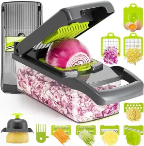 15 in 1 Mandolin Slicer And Chopper - Multifunctional Vegetable Chopper - Stainless Steel Blades And Food-Grade Material