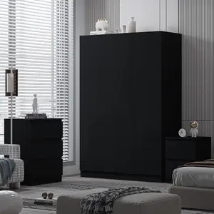 Stora 3 Door Triple Wardrobe Large High Gloss Black