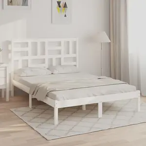 Berkfield Bed Frame White Solid Wood 120x200 cm