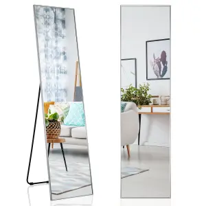 Costway Full Length Mirror Rectangular Dressing Mirror Floor-standing or Wall-mounted