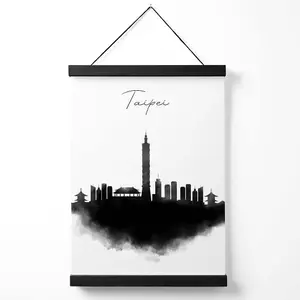 Taipei Watercolour Skyline City Medium Poster with Black Hanger