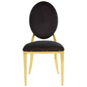 Interiors by Premier Stackable Gold Finish Dining Chair, Backrest Indoor Velvet Chair, Easy to Clean Bedroom Velvet Chair