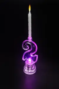 Shatchi Birthday Candle Number 2 Flashing Colour Changing with 4 Candle Cake Decoration