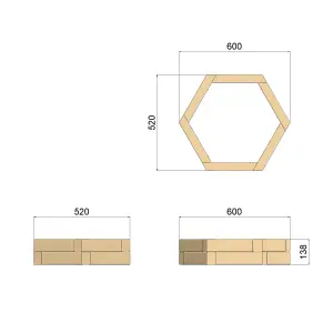 OutdoorGardens Stackable Wooden Hex Planter - 600mm