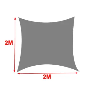 SunDaze 2x2m Sun Shade Sail Square HDPE Breathable UV Block Sunscreen Grey with Free Rope