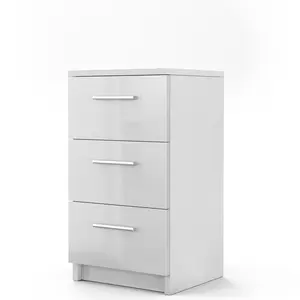 Monck 3 Drawer Bedside Table High-Gloss White