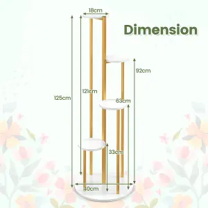 COSTWAY Indoor Metal Plant Stand 125 cm Tall Corner Plant Shelf Display Shelf