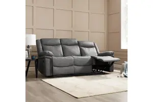 Rowan 3 Seater Recliner Sofa, Dark Grey Faux Leather