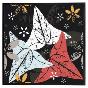 Leaves and flowers. autumn pattern (Picutre Frame) / 20x20" / Black