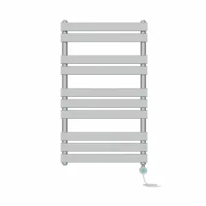 Rinse Bathrooms 1000x600mm Chrome Flat Panel Electric Heated Towel Rail Thermostatic Timer Bathroom Towel Radiator 600W