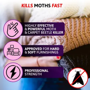 Aviro Moth Killer Pack - Fast Acting Moth Repellent Spray & Powder for Carpets, Clothes, & Wardrobes. 1 Litre Spray & 300g Powder