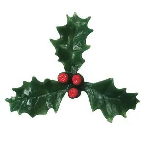 Holly & Berries Christmas Cake Topper Green/Red (One Size)