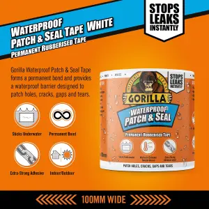 Gorilla Patch & Seal White Waterproof Sealing tape (L)3m (W)100mm