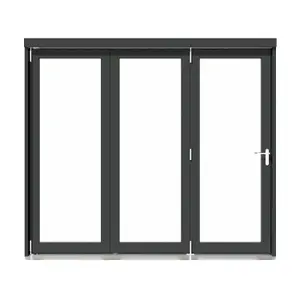 Rohden Clear Fully glazed Anthracite Grey Timber External Contemporary 3 Patio door, (H)2090mm (W)2390mm