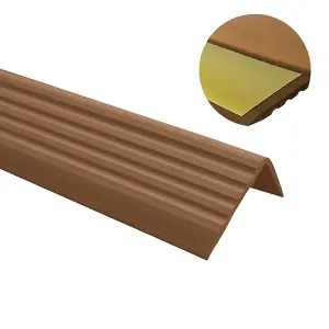 Self-adhesive stair non-slip nosing rubber angle step edge PVC ND 120cm brown