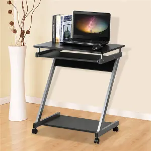 Yaheetech Black Z Shaped Computer Desk with Sliding Keyboard