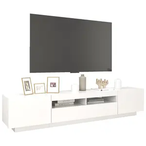 Berkfield TV Cabinet with LED Lights White 200x35x40 cm