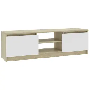 Berkfield TV Cabinet White and Sonoma Oak 120x30x35.5 cm Engineered Wood