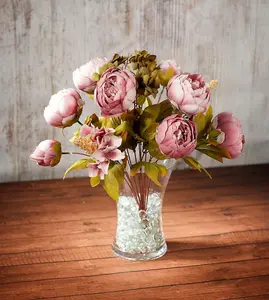 Best Artificial Vintage Pink Champagne Peony Bouquet spray for decoration wedding