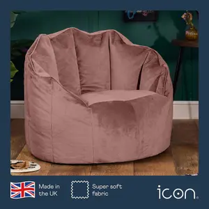 icon Sirena Scallop Chair Bean Bag Dusk Pink Velvet Bean Bags