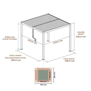 Primrose Living Deluxe Charcoal Veranda with Louvered Shutter Roof 3m x 3m