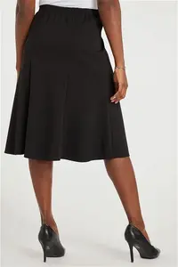 Bonmarche Black Ladies Smart Ponte Flippy Skirt, Size: 26