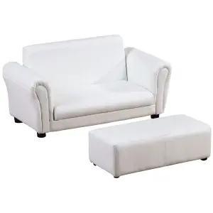 HOMCOM Kids Sofa 2 Seater Childrens Armchair Furniture Bedroom Playroom- White