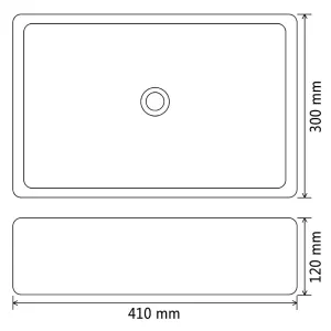 Berkfield Basin Ceramic Rectangular Black 41x30x12 cm