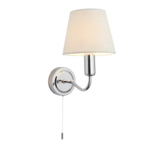 Anson Lighting Havana Bathroom Wall light finished in chrome plate and ivory fabric