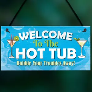 Red Ocean hot tub signs and plaques  garden hot tub decor signs  hot tub signs for outside